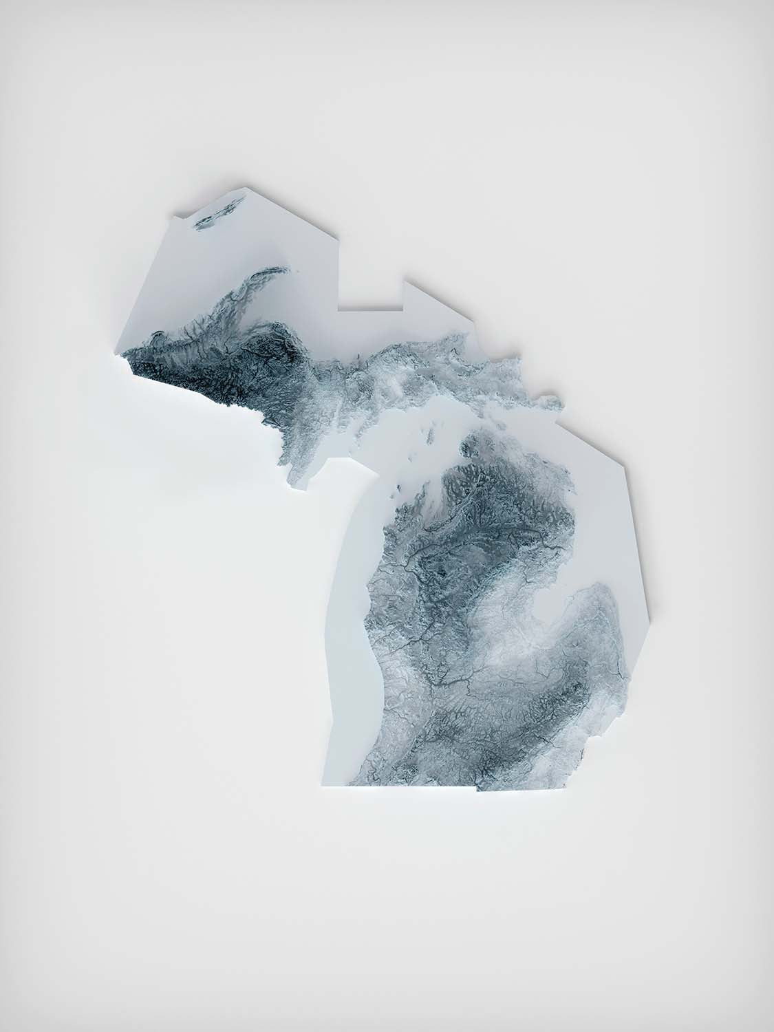 Carte topographique en relief 3D du Michigan 