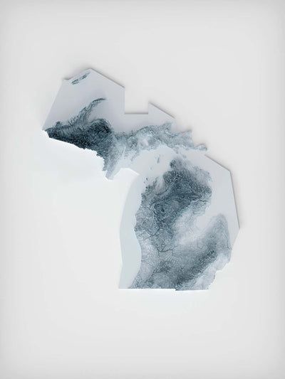 Carte topographique en relief 3D du Michigan 