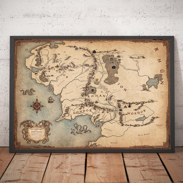 Mappa della Terra di Mezzo: i percorsi di Frodo e Bilbo da Il Signore degli Anelli e Lo Hobbit 