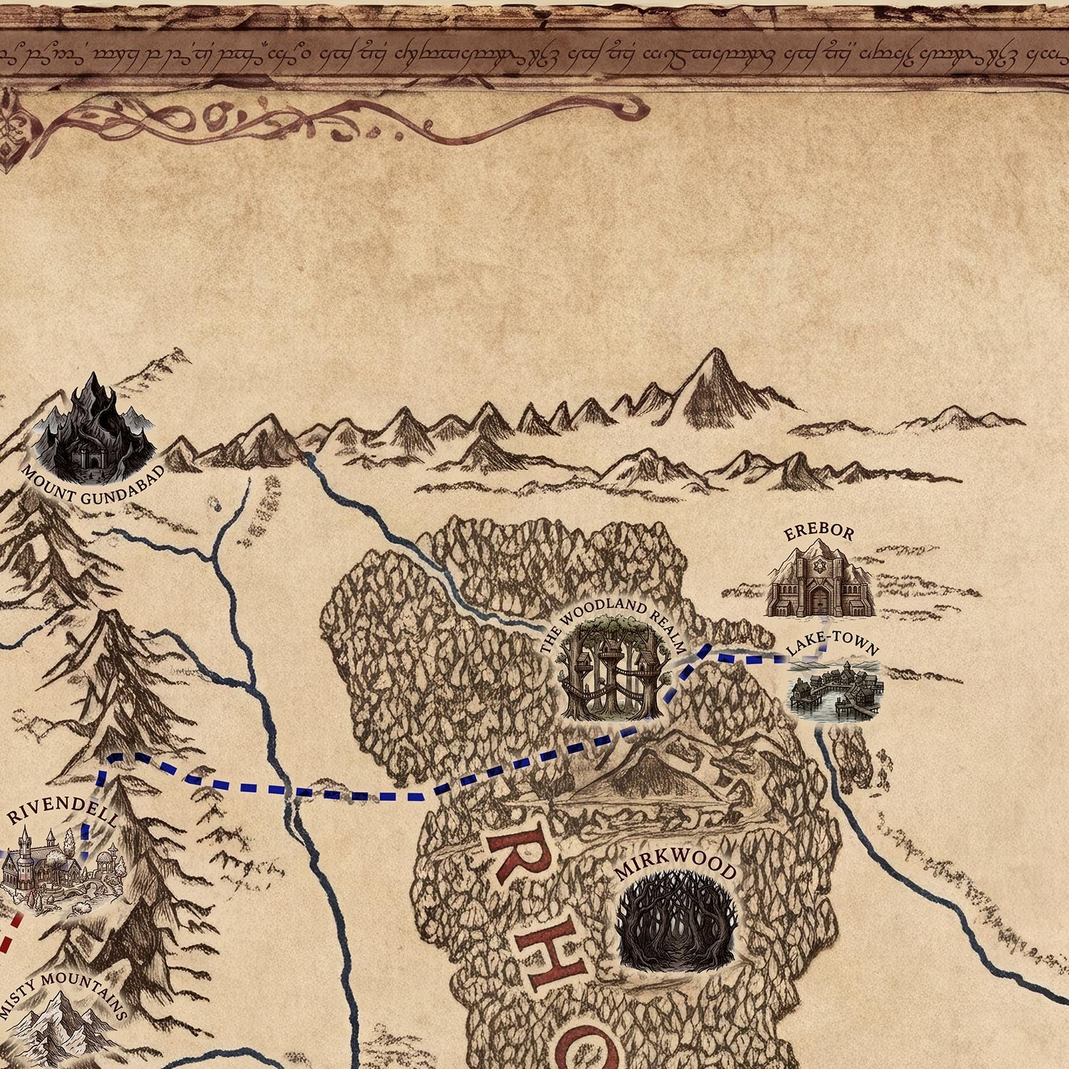 Map of Middle-earth: Frodo & Bilbo's Routes from The Lord of the Rings ...