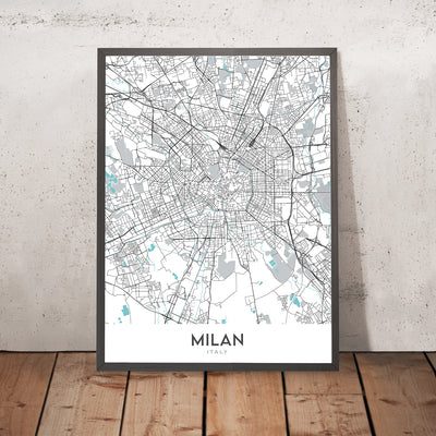 Modern City Map of Milan, Italy: Duomo, Galleria, Castello, Navigli, Brera