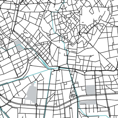 Mapa moderno de la ciudad de Milán, Italia: Duomo, Galleria, Castello, Navigli, Brera