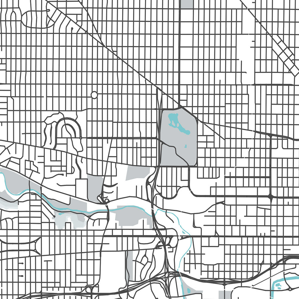 Mapa moderno de la ciudad de Milwaukee, WI: vista de la bahía, Fiserv Forum, histórico tercer distrito, Universidad de Marquette, zoológico del condado de Milwaukee