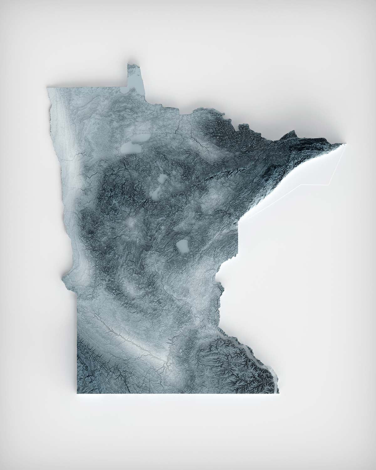 Mapa topográfico 3D de relieve de Minnesota 