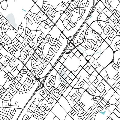 Mapa moderno de la ciudad de Mississauga, Canadá: centro de la ciudad, Streetsville, Port Credit, galería de arte, Square One