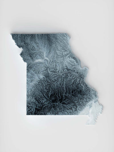 Carte topographique en relief 3D du Missouri 