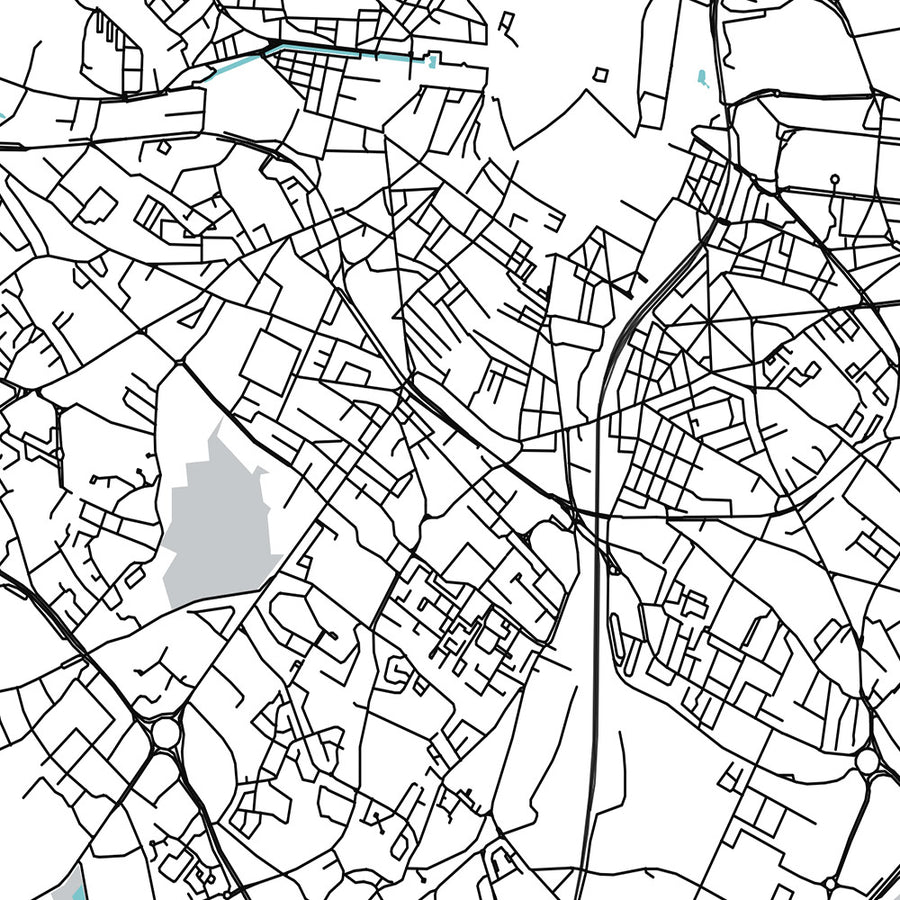 Modern City Map of Montpellier, France: Antigone, Beaux Arts, Cathédrale Saint-Pierre, Opéra Comédie, Place de la Comédie
