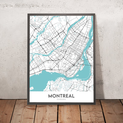 Modern City Map of Montreal, Canada: Mount Royal, McGill, Olympic Stadium