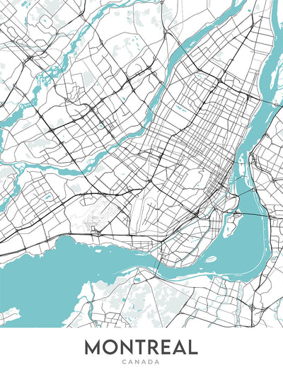 Mapa moderno de la ciudad de Montreal, Canadá: Mount Royal, McGill, Estadio Olímpico