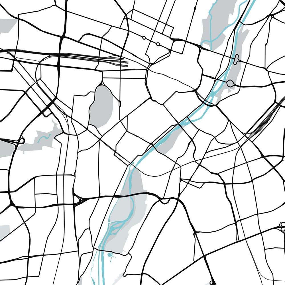 Modern City Map of Munich, Germany: Altstadt, Marienplatz, Englischer Garten, Allianz Arena, Isar River