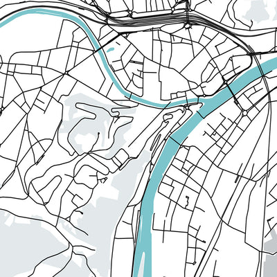 Mapa moderno de la ciudad de Namur, Bélgica: Ciudadela, Catedral, Saint Aubain, Saint Loup, Saint Jean-Baptiste