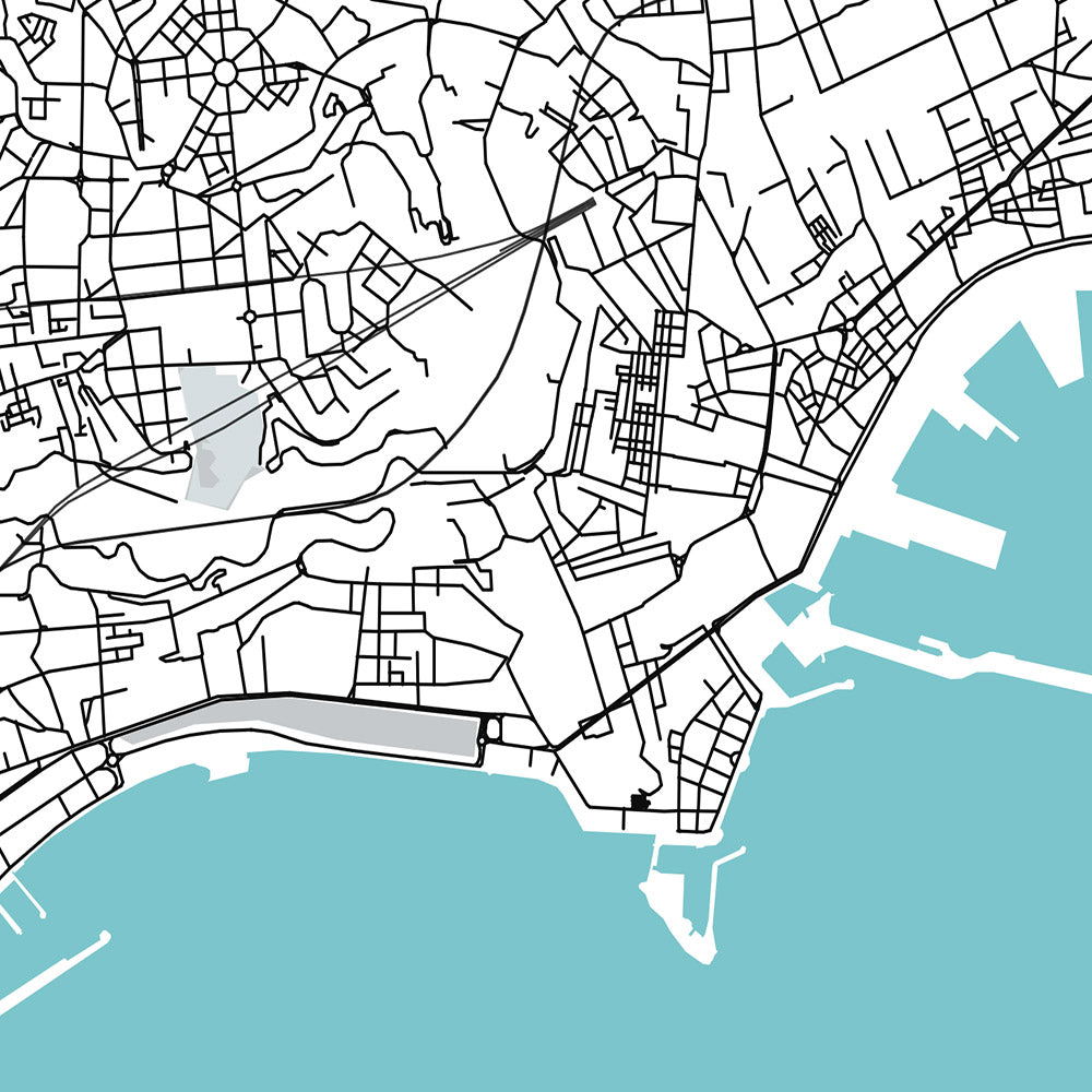 Plan de la ville moderne de Naples, Italie : Chiaia, Castel Nuovo, Galleria Umberto I, Posillipo, Théâtre San Carlo