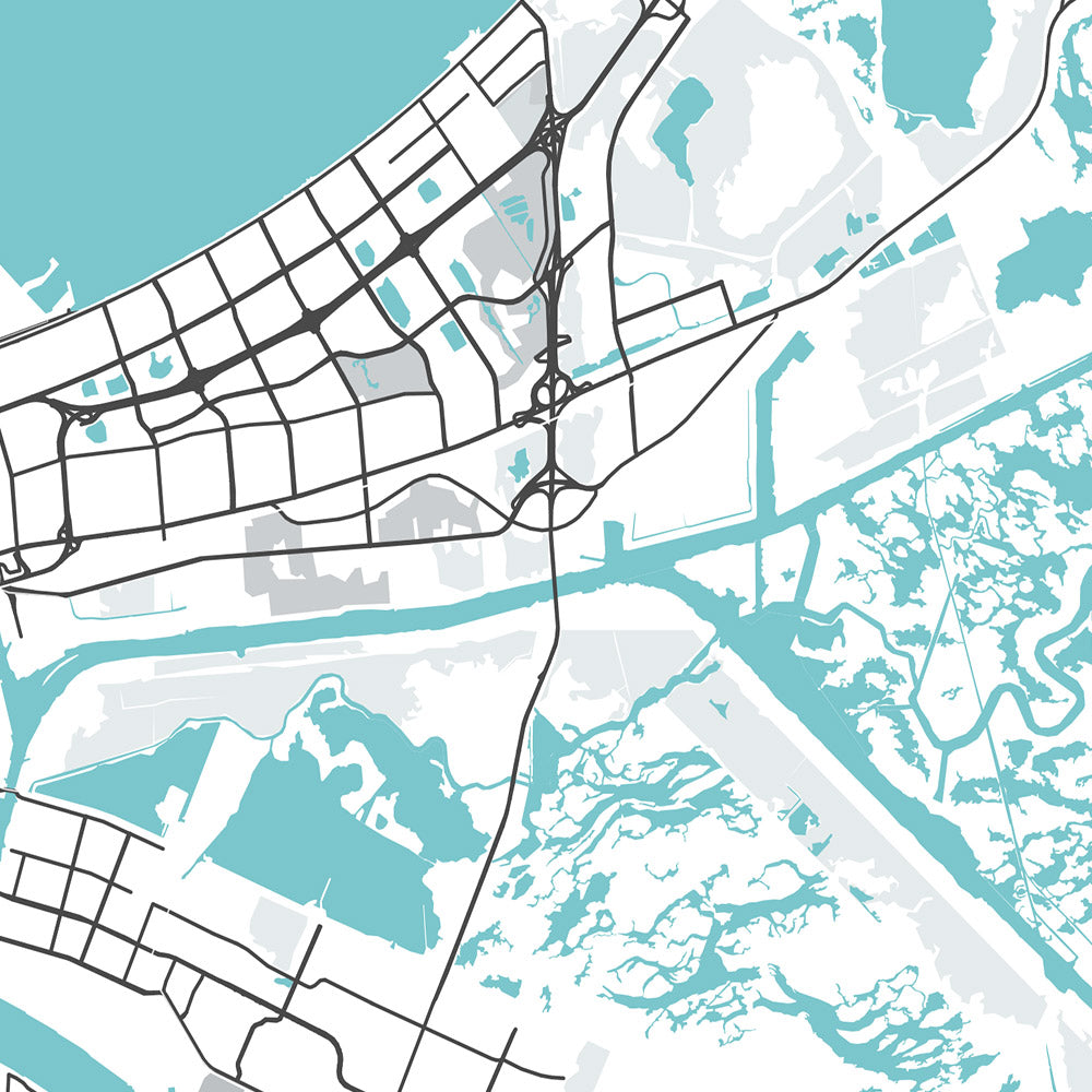 Modern City Map of New Orleans, LA: French Quarter, Garden District, A ...