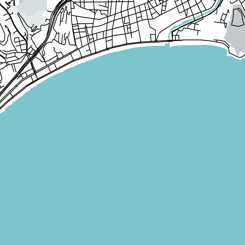 Modern City Map of Nice, France: Old Town, Castle Hill, Promenade des ...