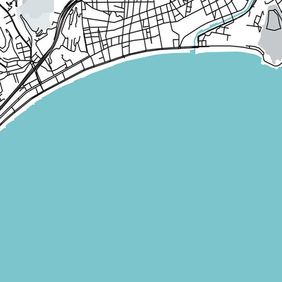 Modern City Map of Nice, France: Old Town, Castle Hill, Promenade des Anglais, Port, Cathedral