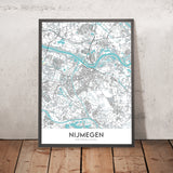 Modern City Map of Nijmegen, Netherlands: Africa Museum, Belvédère, Grote Markt, Radboud University, Waalbrug