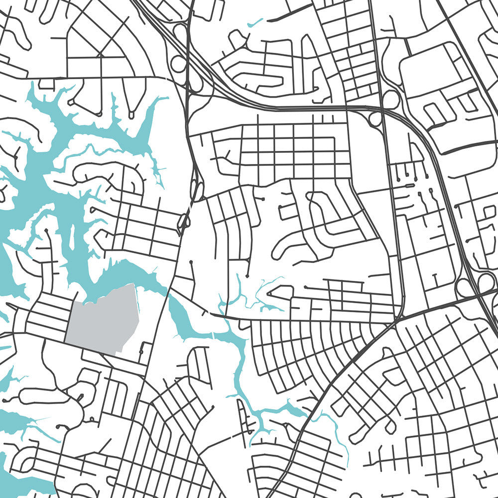 Mapa moderno de la ciudad de Norfolk, VA: Gante, Museo Chrysler, Nauticus, Jardín Botánico de Norfolk, I-264