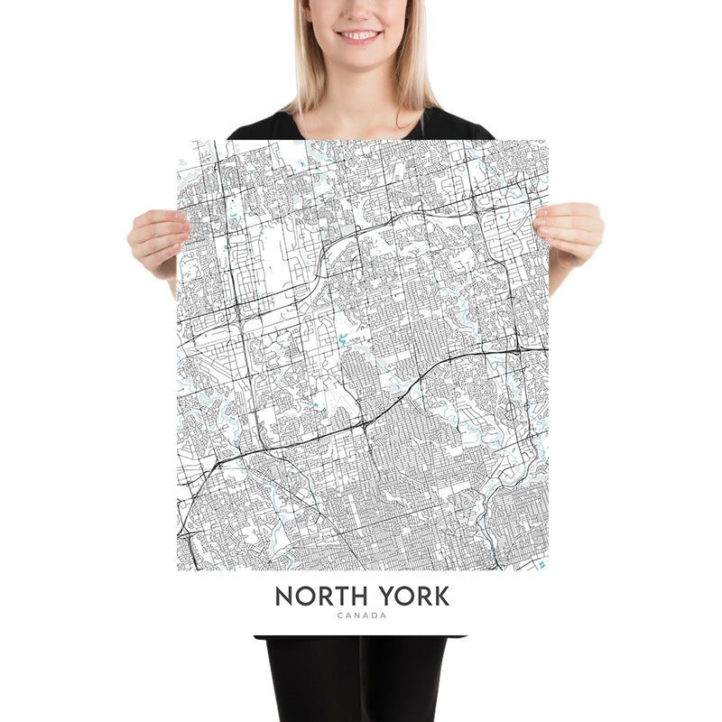 Modern City Map of North York, Canada: Don Mills, Casa Loma, Hwy 401, Yonge St, North York Civic Centre