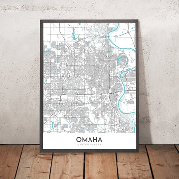 Mappa moderna della città di Omaha, NE: Benson, Università di Creighton, Dundee, Zoo di Henry Doorly, Museo d&