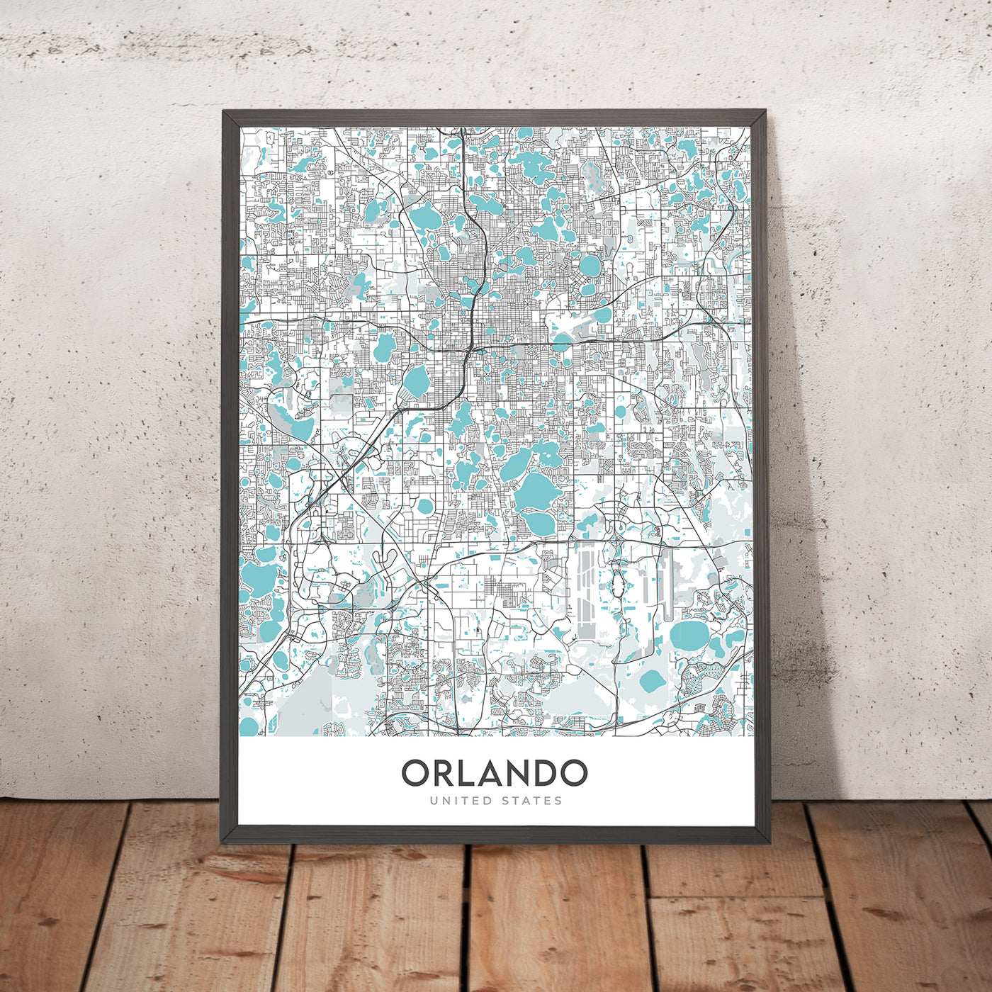 Mapa moderno de la ciudad de Orlando, FL: College Park, Lake Eola Park, Leu Gardens, I-4, SR 408