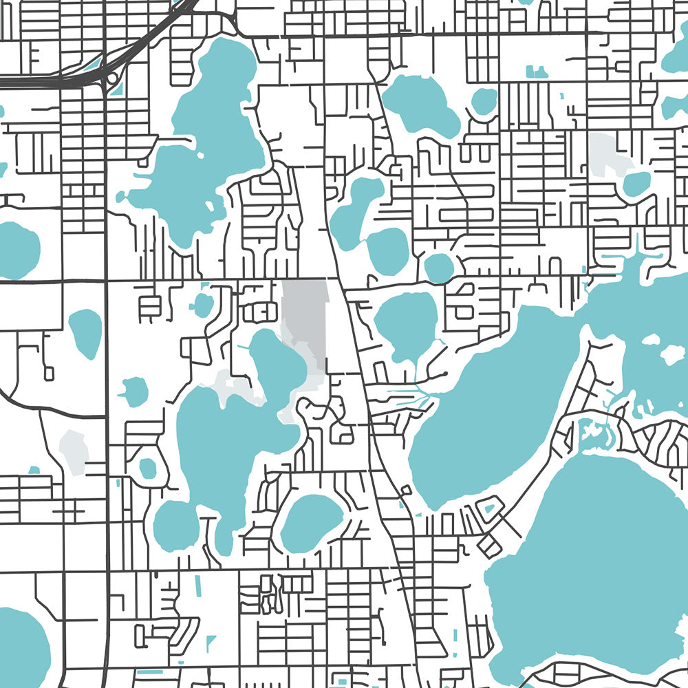 Moderner Stadtplan von Orlando, FL: College Park, Lake Eola Park, Leu Gardens, I-4, SR 408
