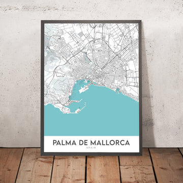 Moderne Stadtkarte von Palma de Mallorca, Spanien: Altstadt, Santa Catalina, Paseo Maritimo 