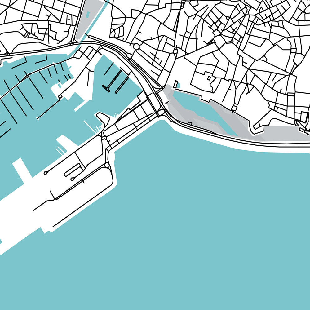 Mapa moderno de la ciudad de Palma de Mallorca, España: casco antiguo, Santa Catalina, Paseo Marítimo