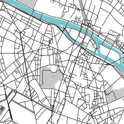Modern City Map of Paris, France: Eiffel Tower, Louvre, Notre-Dame, Champs-Élysées, Montmartre