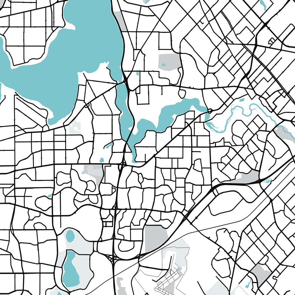 Modern City Map of Perth, Australia: CBD, Kings Park, Swan River, Optus Stadium, Mitchell Fwy