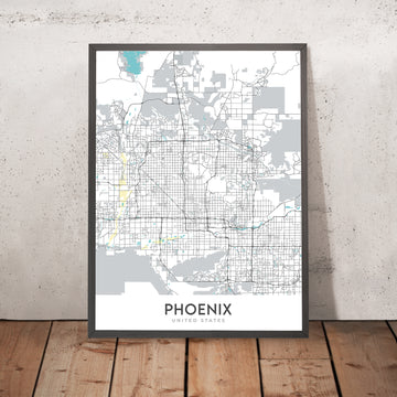 Mapa de la ciudad moderna de Phoenix, AZ: Arcadia, Biltmore, ASU, I-10, Loop 101