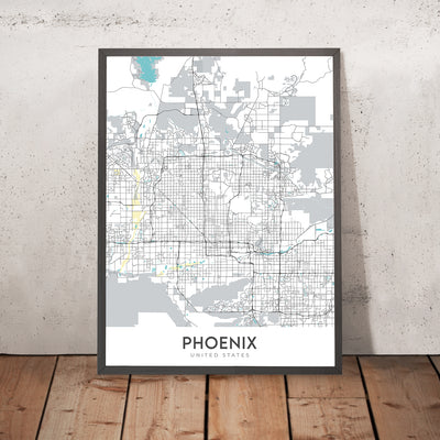 Plan de la ville moderne de Phoenix, Arizona : Arcadia, Biltmore, ASU, I-10, Loop 101