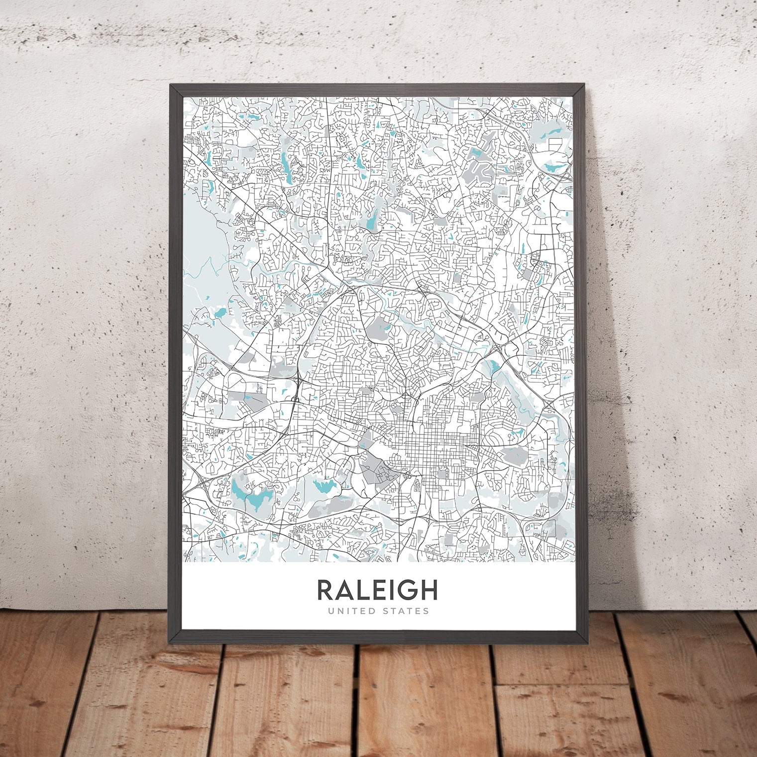 Modern City Map of Raleigh, NC: Downtown, Museums, Parks, Stadiums ...
