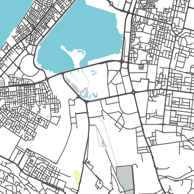 Modern City Map of Ras Al Khamiah, UAE: Al Qawasim Corniche, Al Rams, Al Rifah, Al Shamal, Al Zahra