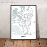 Modern City Map of Reno, NV: Downtown, University, Truckee River, I-80, US-395