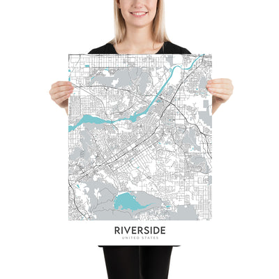Modern City Map of Riverside, CA: Arlington, Downtown, La Sierra, Rive ...