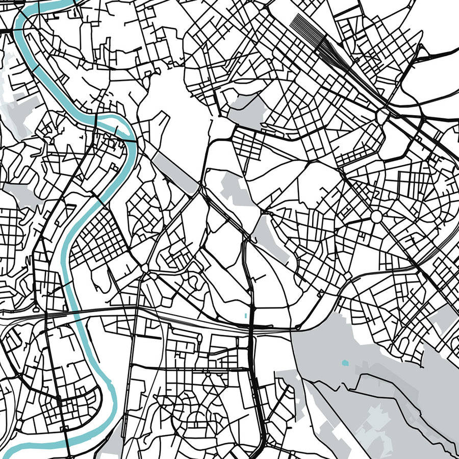 Modern City Map of Rome, Italy: Colosseum, Pantheon, Roman Forum, Trevi Fountain, Vatican City