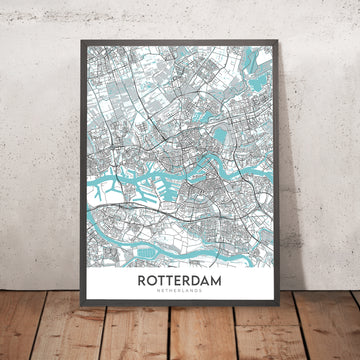 Mappa della città moderna di Rotterdam, Paesi Bassi: Ponte Erasmus, Euromast, De Kuip, Kunsthal, Museo Boijmans Van Beuningen 