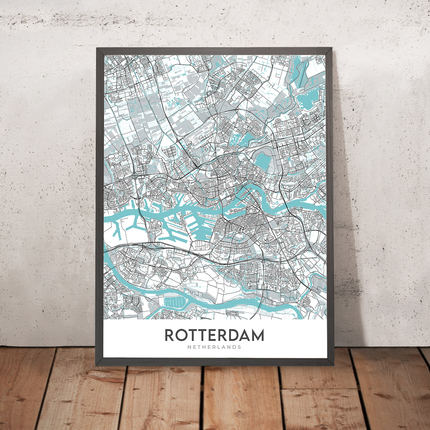 Modern City Map of Rotterdam, Netherlands: Erasmus Bridge, Euromast, D ...