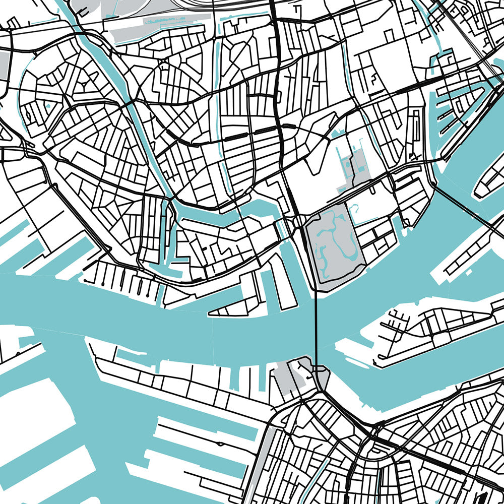 Modern City Map of Rotterdam, Netherlands: Erasmus Bridge, Euromast, D ...