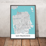 Modern City Map of San Francisco, CA: Golden Gate Bridge, Fisherman's Wharf, Alcatraz, Chinatown, Presidio