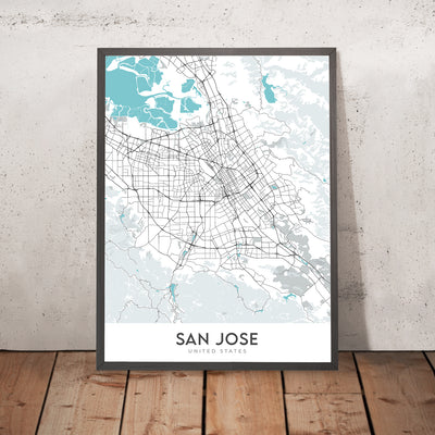 Modern City Map of San Jose, CA: Willow Glen, Rose Garden, Japantown, I-280, CA-85