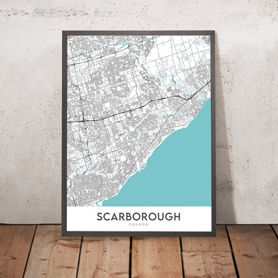 Mapa moderno de la ciudad de Scarborough, Canadá: Bluffs, zoológico, centro de la ciudad