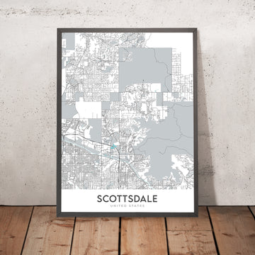 Modern City Map of Scottsdale, AZ: Downtown, Old Town, Scottsdale Stadium, Scottsdale Fashion Square, Loop 101
