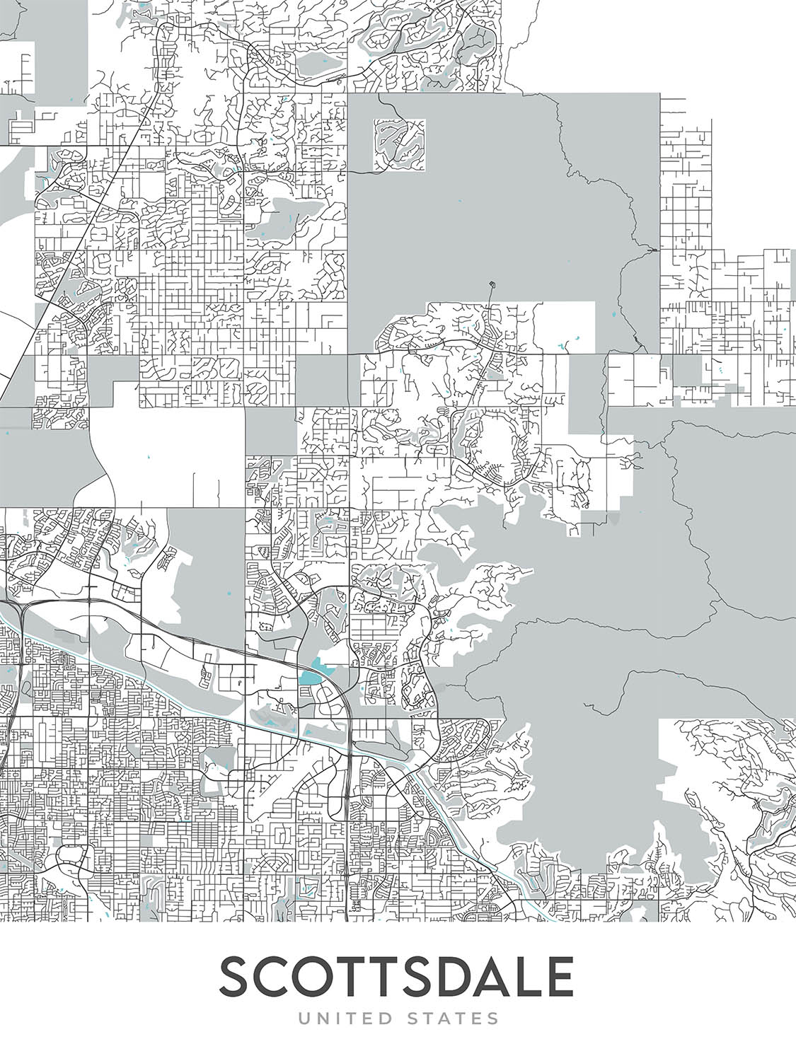 Map 85255 Modern City Map of Scottsdale, AZ: Downtown, Old Town, Scottsdale Stad ...