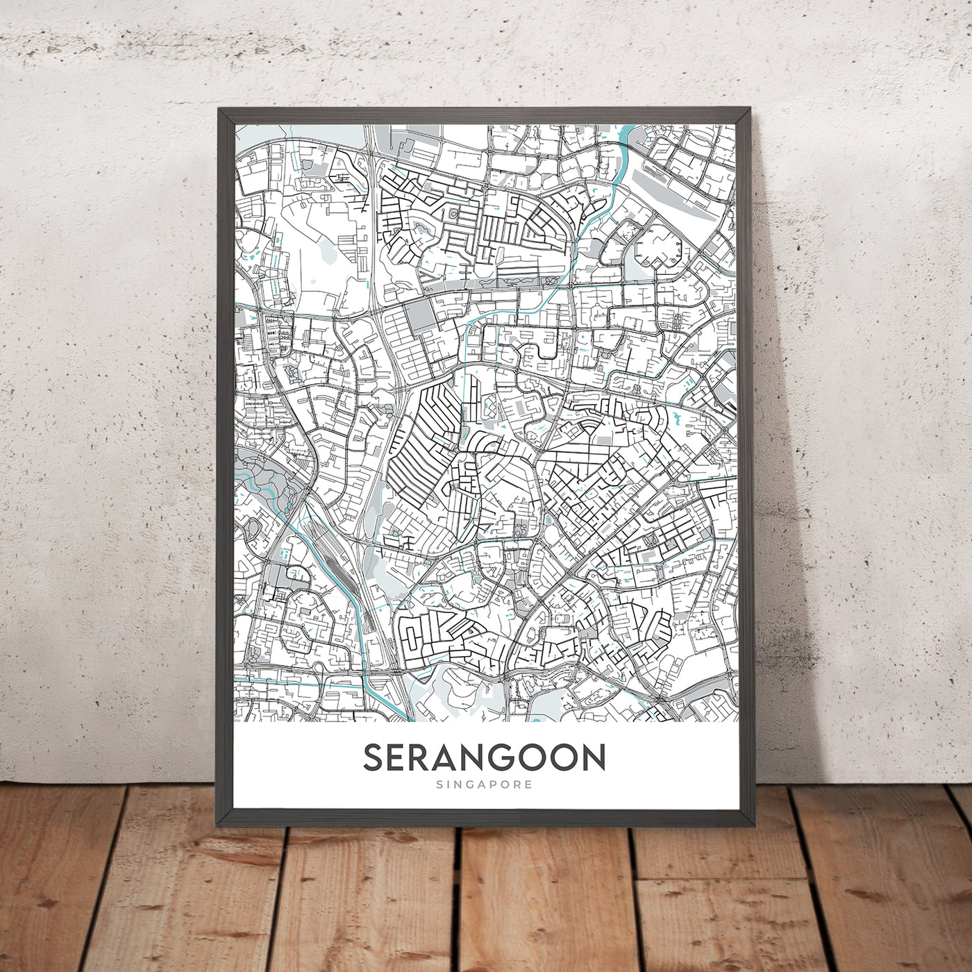 Moderner Stadtplan von Serangoon, Singapur: Chomp Chomp, Serangoon Gardens, Serangoon River, Maplewood Park, Upper Serangoon Road