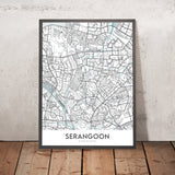 Moderne Stadtkarte von Serangoon, Singapur: Chomp Chomp, Gärten, Fluss, Maplewood Park, Upper Serangoon Road 
