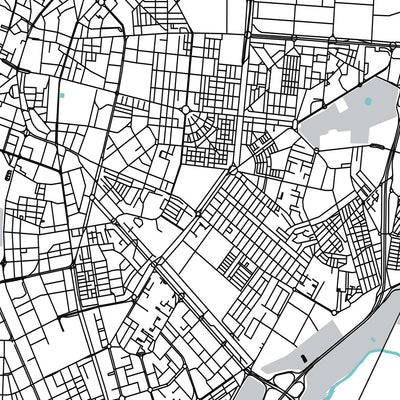 Plan de la ville moderne de Séville, Espagne : Triana, cathédrale, Alcázar, Plaza de España, fleuve Guadalquivir