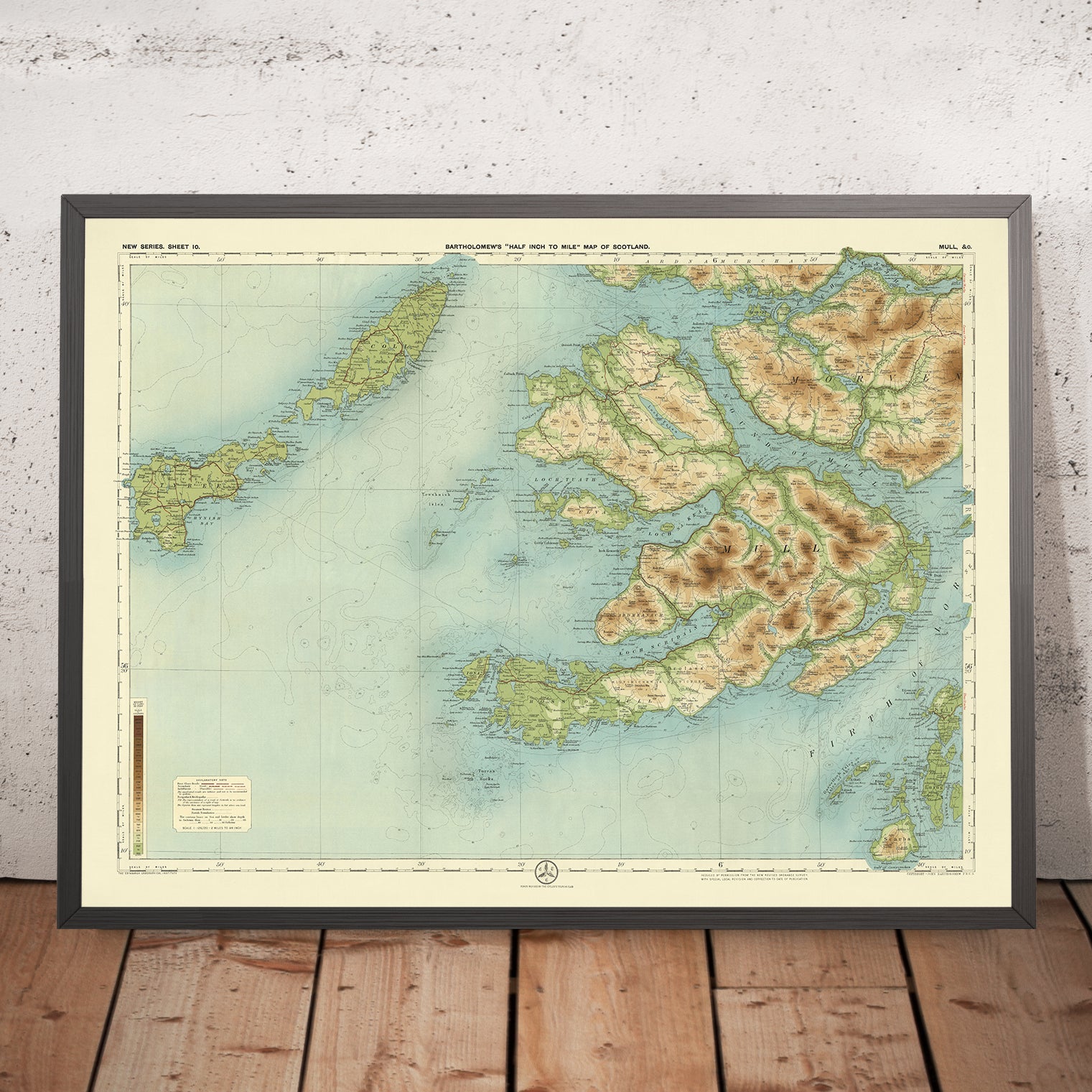 Old OS Map of Mull Argyll by Bartholomew - Sheet10 MullScotlandBartholomew190124x18 Mockupframe 