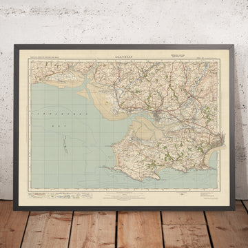 Carte Old Ordnance Survey, feuille 100 - Llanelly, 1925 : Swansea, Mumbles, Burry Port, Kidwelly, Gower AONB