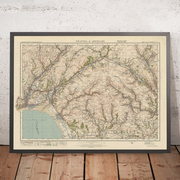 Alte Ordnance Survey-Karte, Blatt 101 - Swansea & Aberdare, 1925: Merthyr Tydfil, Neath, Port Talbot, Pontypridd 